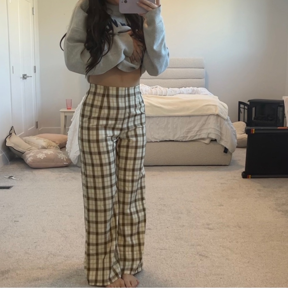 Princess polly plaid pants in yellow